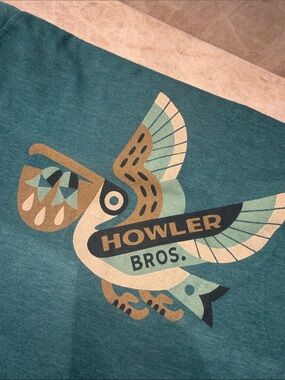 Howler Brothers Teal Throw with Multicolor Pelican Graphic